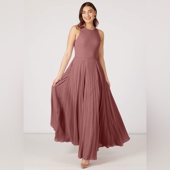 Azazie Lindie Bridesmaid Dress Size 8 Vintage Mauve - Picture 2 of 8